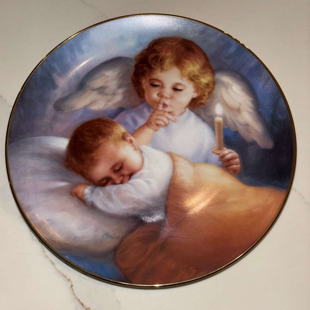 Artaffects by Mago vintage ‘91 collector "Hush-A-Bye" numbered plate w/ 23k gold